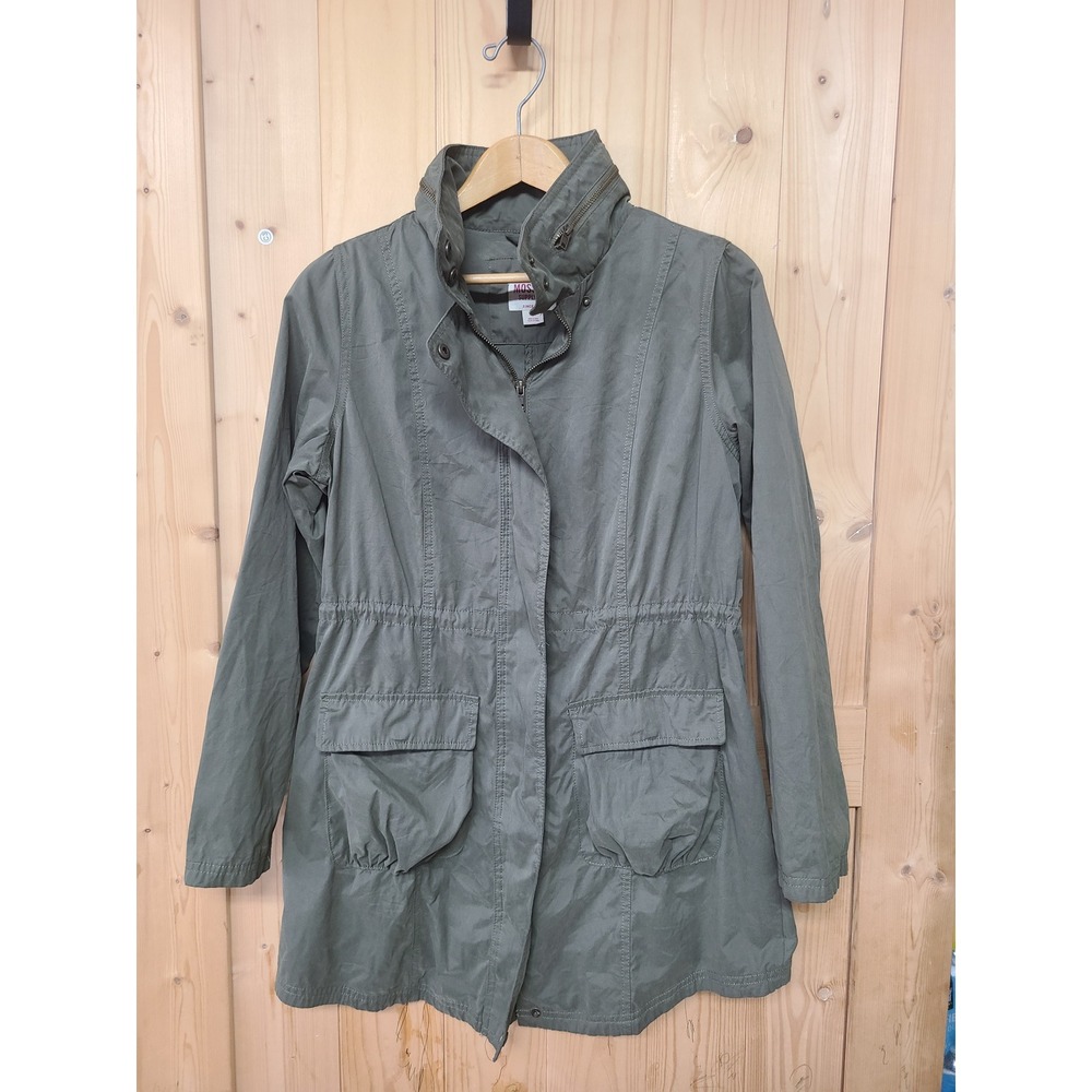Mossimo Utility Jacket Womens L Olive Green Excellent Packable Hood Field Coat